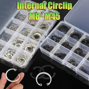 88pcs/150pcs Internal Circlip Assortment Kit Retaining Clip Ring Set Carbon Steel 8-45mm C Clip Washer Kit GB893 for Hole