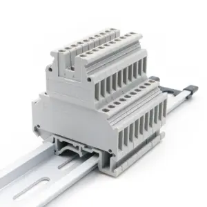 UKK3 DIN Rail Terminal Block 10Pcs Double-Deck Screw Clamp Adjustable Pressure Spring Loaded Brass Contacts