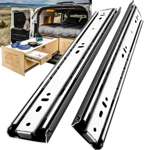 40inch 1 Pair 260 Lb Heavy Duty Locking Drawer Slides  Full Extension 3 Fold Ball Steel Drawer Rails,Hardware Drawer Runners