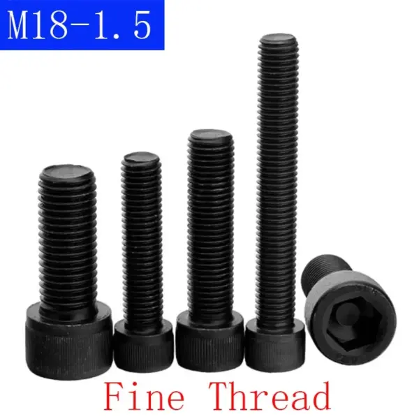 M18 - 1.5 ( 18mm ) FINE Thread Socket Head Caps Screws 12.9 Alloy Steel Black Oxide DIN 912 ISO 4762