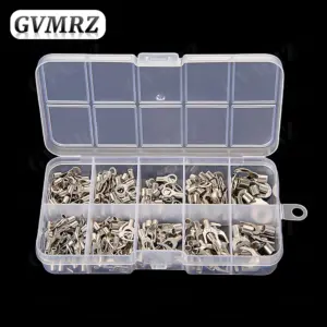 320PCS Non-Insulated Copper Wire Crimp Terminals Connectors Kit Ring & Fork U Shaped O Shaped Cold Pressed Bare Terminals