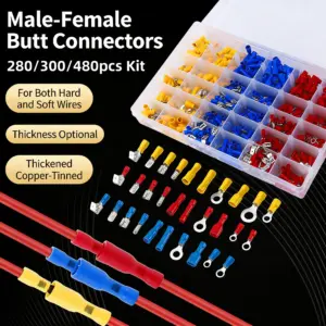 280/300/480PCS Wire Connector Kit Male Female Insulated Terminals Cold Crimp Terminals Assorted Crimp Terminals Spade