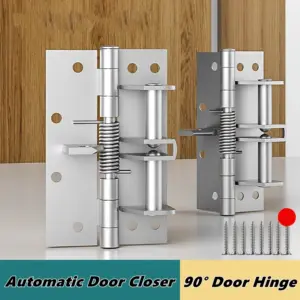 Multifunctional 3 In 1 Heavy Duty Automatic Door Closer,Self Closing Invisible Doors Spring Hinges,90° Positioning Door Stopper