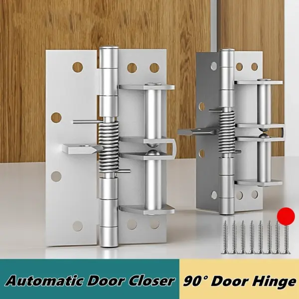 Multifunctional 3 In 1 Heavy Duty Automatic Door Closer,Self Closing Invisible Doors Spring Hinges,90° Positioning Door Stopper