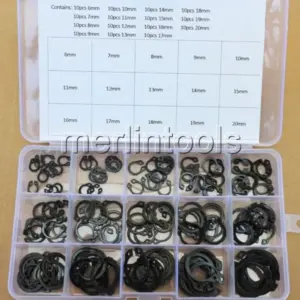 150Pcs 6mm - 20mm Steel External Circlip Retaining Ring Snap Ring Assortment Kit