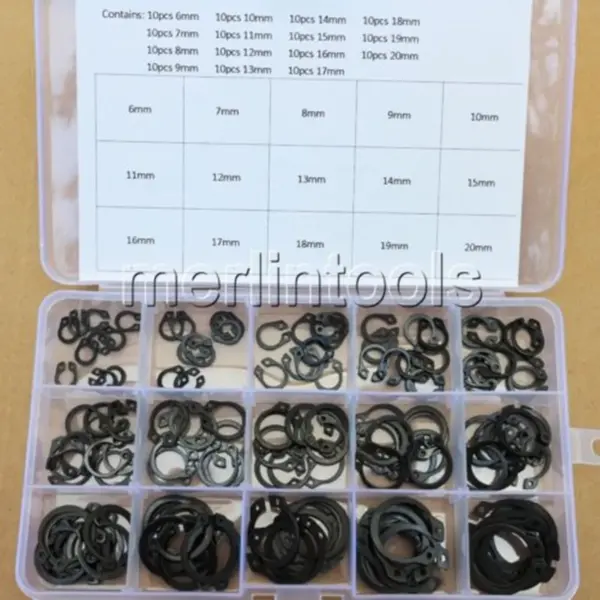 150Pcs 6mm - 20mm Steel External Circlip Retaining Ring Snap Ring Assortment Kit