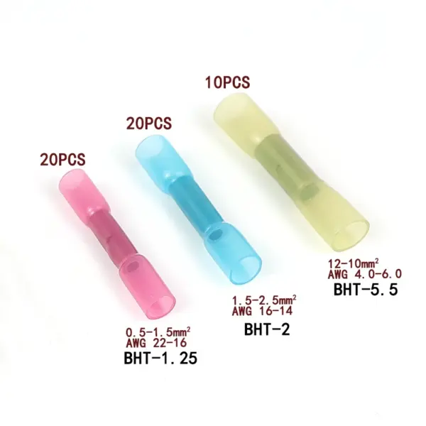 50pcs Waterproof Heat Shrink Wire Connectors Kit, Automotive Electrical Connector Terminals Kit Butt Splices Connector 22-10AWG