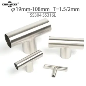 SS304 SS316L 3-Way Tee Fitting Sanitary Tee Pipe Fitting Stainless Steel OD19MM-OD108MM Polishing High Quality 3-Way Tee