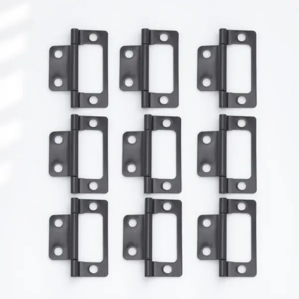 12Pcs Reinforced Iron Hinges Matte Black Silent Smooth Operation Heavy Duty for Interior Doors Cabinets Screens Furniture