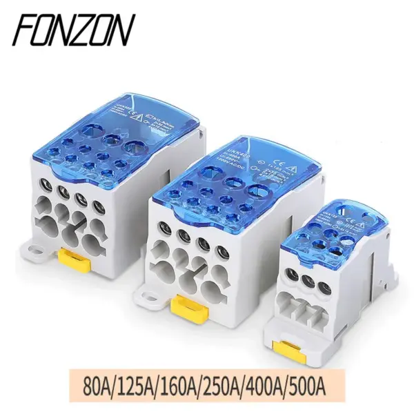 Din Rail Terminal Block UKK 80A/125A/160A/250A/400A Distribution Box One In Several Out Power Wire Electrical Connector Junction