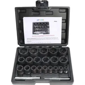 22 Piece Bolt Nut Extractor Set, 1/2" & 3/8" Drive Impact Lug Nut Remover Socket Tool, Wheel Lock Removal Kit for Damaged