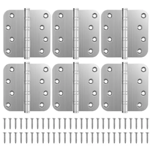 Ball Bearing Door Hinges, 4 x 4 Inch Door Hinges, 5/8'' Radius Corner Hinges, Heavy Duty Stainless Steel, Smooth and Quiet, Non
