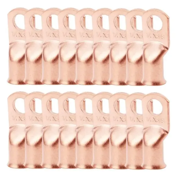 10/25Pcs 1/0 AWG Gauge Bare Copper Cable Wire Lugs Ring Crimp Terminal 3/8" 5/16" 1/4" 1/2" Wire Connectors Assortment Kit