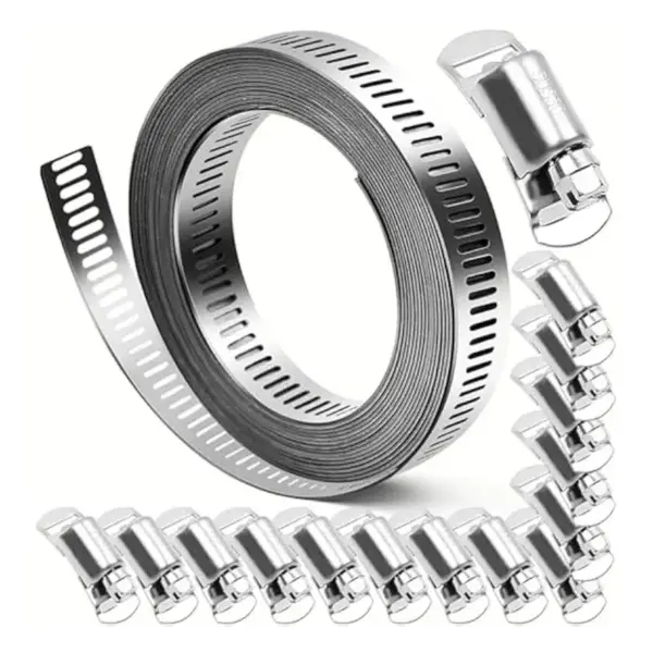 Feb.Worm Gear Hose Clamps For DIY, Cut-To-Fit 19.5 FT Strap+15 Fasteners Kit Adjustable Worm Gear Band Clamps Duct