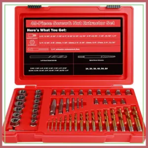 53-Piece Screw Extractor Set, Left Hand Drill Bits, Bolt Remover Kit for Broken Nuts & Screws