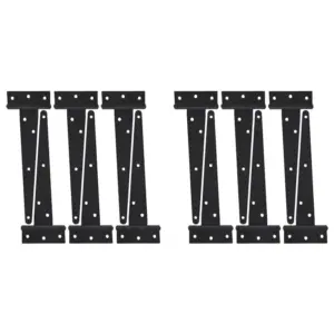 LNHF 12X Heavy Duty T Hinge Gate Hinge T Strap Hinge Barn Hinge Fence Hinge Shed Hinge Door Hinge Black Wrought Hardware Iron