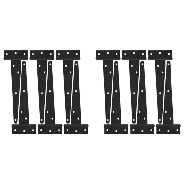 LNHF 12X Heavy Duty T Hinge Gate Hinge T Strap Hinge Barn Hinge Fence Hinge Shed Hinge Door Hinge Black Wrought Hardware Iron