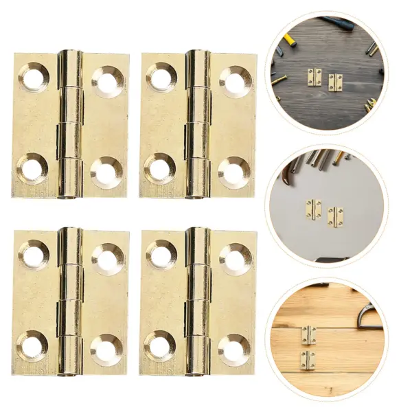10Pcs Brass H-Shaped Cabinet Hinges for Kitchen Bathroom Doors Heavy Duty Flat Decorative Hardware Retro Style Furniture