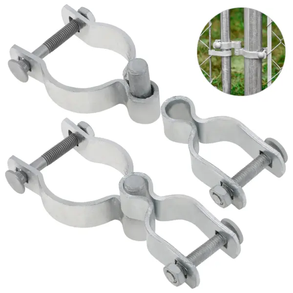 2pcs 1-3/8 x 2-3/8 Chain Link Fence Gate Post Hinge with 1-3/8 Female Hinges 2-3/8  Male Hinges Heavy Duty Gate Hinges