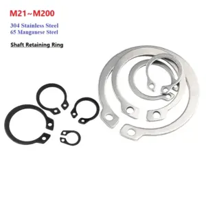 304 Stainless Steel/65 Manganese Steel M21~M200 Circlips For Shaft Type C Shaft Retaining Ring Circlip Spring Lock Washer