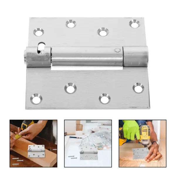 1 Set Of Automatic Self Closing Hinges Heavy Duty Stainless Steel For Basement Bathroom Laundry Room Door Hinges Mute Design