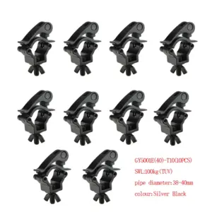 10 Pcs Easy Self Locking  Small Hook Universal Truss Clamp Aluminum Stage Fixture Hanger Heavy Duty 100kg Fits 38-40mm Pipe Tube