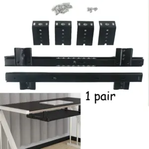 1pair Keyboard Bracket Computer Desk Guide Office Full Extension Hardware Home Drawer Slide Rail Long Ball Bearing Hoisting