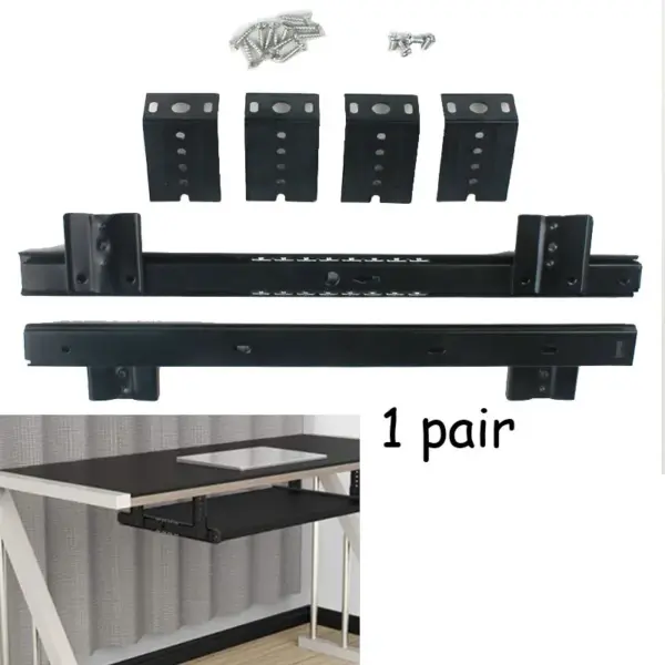 1pair Keyboard Bracket Computer Desk Guide Office Full Extension Hardware Home Drawer Slide Rail Long Ball Bearing Hoisting