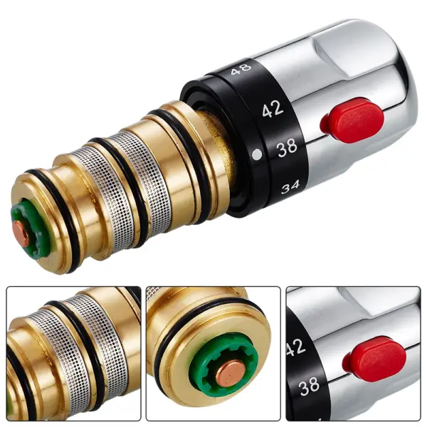 Thermostatic Mixing Valve Replacement Chrome Modern Constant Temperature Anti Scald Cartridge Valve for Bath Shower Mixer Tap