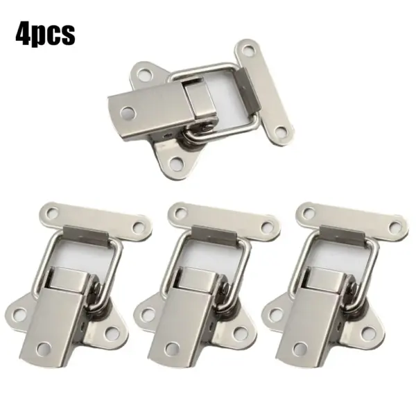 Set Latches Silver Spring Stainless Steel Loaded Metal 4Pcs Tools Accessory Case Catch Clamp Clip Elements Brand New