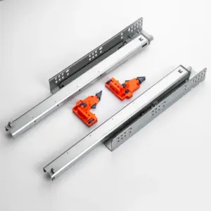 Modern 45mm Zinc Finish Cold Rolled Steel 3-Fold Soft Close Full Extension Cabinet Drawer Slides for Home Office Easy