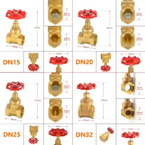 Female Thread Brass Gate Valve Red Handle Gate Valve Ball Valve Hand Wheel Shutoff Water Pipe Fittings