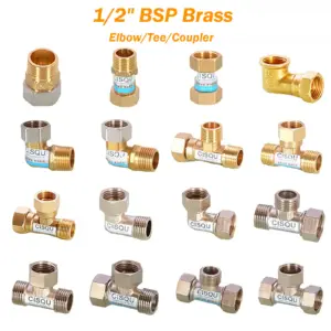 1/2/5pcs 1/2" BSP Brass Thread Pipe Fittings Elbow/Tee/Coupler With Union Water Adapter Connector Pipe Fittings Tube