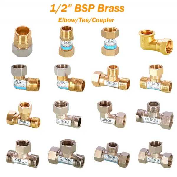 1/2/5pcs 1/2" BSP Brass Thread Pipe Fittings Elbow/Tee/Coupler With Union Water Adapter Connector Pipe Fittings Tube