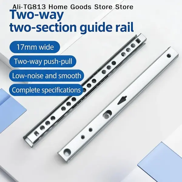 [TG813]2Set Smooth Glide Bearing Drawer Slides 17mm Wide Two Way Slide Drawer Glides 8"-17" Hardware Accessories Drawer Rail