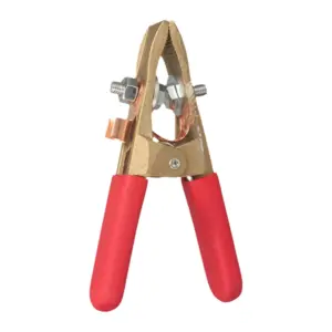 400A Brass Earth Cable Clamp for Welding Pliers A-Shape Grounding Clamp with 8mm Terminal Lug Hole Red and Brass