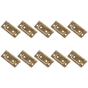 10Pcs Heavy Duty Iron Mother Hinges Copper Finish Flush Cabinet Door Hinges Flat Small Hardware for Kitchen