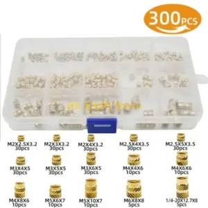 E28F 300pcs M2-M6 Thread Knurled Brass Threaded Heat Set Heat Resistant Insert Embedment Nut for 3D Printer Accessories