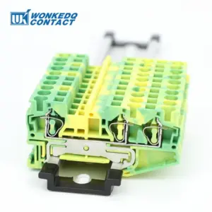 ST4-TW-PE Earthing Spring Connector 3 Connections 4 mm² Plug Cable Electrical Din Rail Ground Terminal Block ST 4-TWIN-PE
