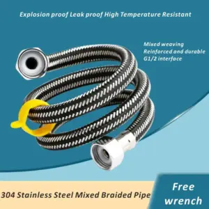 New 304 Stainless Steel Faucet Braided Water Pipe 1/2 Inch Hot and Cold Water Faucet Inlet Hose Heater Flexible Connecting Pipe