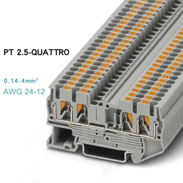 10pcs Fast Wiring Connector PT2.5-QUATTRO Din Rail Combined Push In Spring Screwless Terminal Block PT-2.5QUATTRO PE