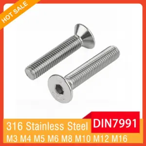 M3 M4 M5 M6 M8 M10 M12 M16 DIN7991 A4-70 316 Stainless Steel Hex Socket Flat Countersunk Head Screw Bolt