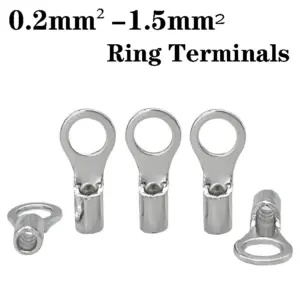 100-1000PCS Non-Insulated Ring Terminal Kit Use For Cable 0.2-1.5mm² Pure Copper Crimp Terminals RNB0.5/1.25 Eyelet Connector