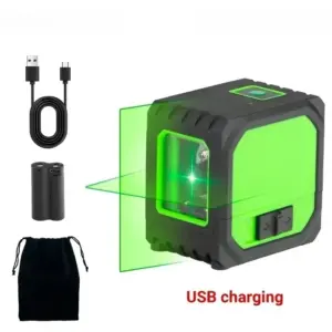 2 Lines Mini Laser Level Self-Leveling Green Beams Horizontal & Vertical Cross-Line USB Charging