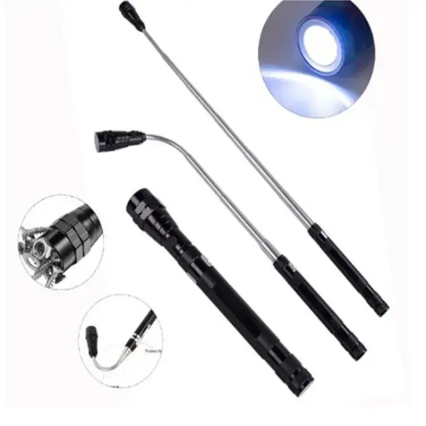 Multi Functional 3 LED Magnetic Pickup Tool Telescoping Extensible Work Light Portable Pen Clip Led Flashlight for BBQ/Repairing