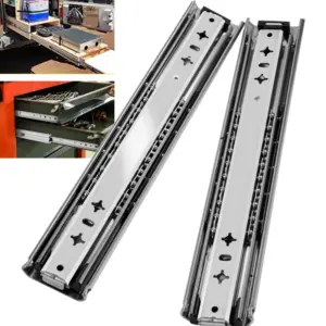 1 Pair 260 Lb Heavy Duty Locking Drawer Slides  Full Extension 3 Fold Ball Steel Drawer Rails,Hardware Drawer Runners Tracks
