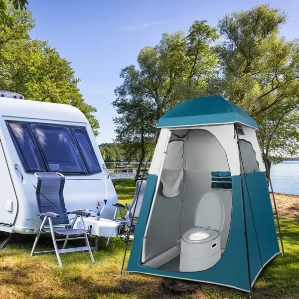 Portable Toilet | Indoor Outdoor Commode w/Detachable Inner Bucket & Removable Paper Holder, Lightweight & Compact