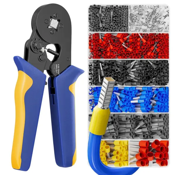 Ferrule Crimping Tool Kit Wire Ferrules Crimper with 1200PCS Ferrule AWG 23-10 Wire End Ferrule Terminals