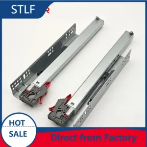 STLF  3 Fold Undermount Steel Modern Slide for Drawer 1.0/1.4/1.8mm 35kg Full Extension Hidden Push Open with Handle