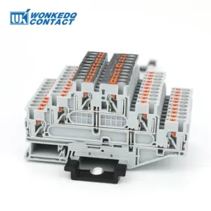 5Pcs PT2.5-3L-PV Push-in Din Rail Terminal Block With Equipotential Bonder 3-Level Electrical Connector PT 2.5 mm² PT 2.5-3L-PV
